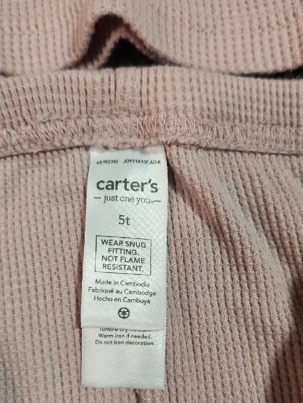 Carter's Girls Ribbed Long Sleeve Pajama Set in Light Pink - Picture 2 of 5